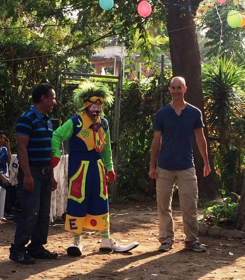 The only gringo man at the party was ready to compete in the Dad's competition!