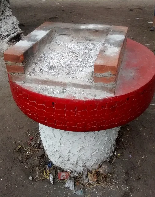 A few bricks and mortar were added to the tires and cement. 