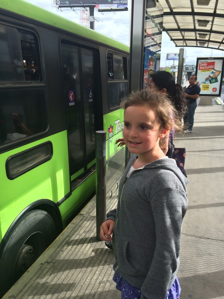 Teaching Ela to use public transportation in Guatemala City. Ken and I are serious about making sure we use the amenities that are available to us in big cities. We hope our example teaches our kids to seek out resources like this when they're older. 
