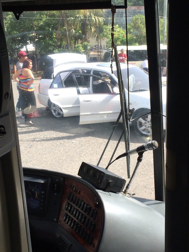 A thorough car inspection at the border into El Salvador.