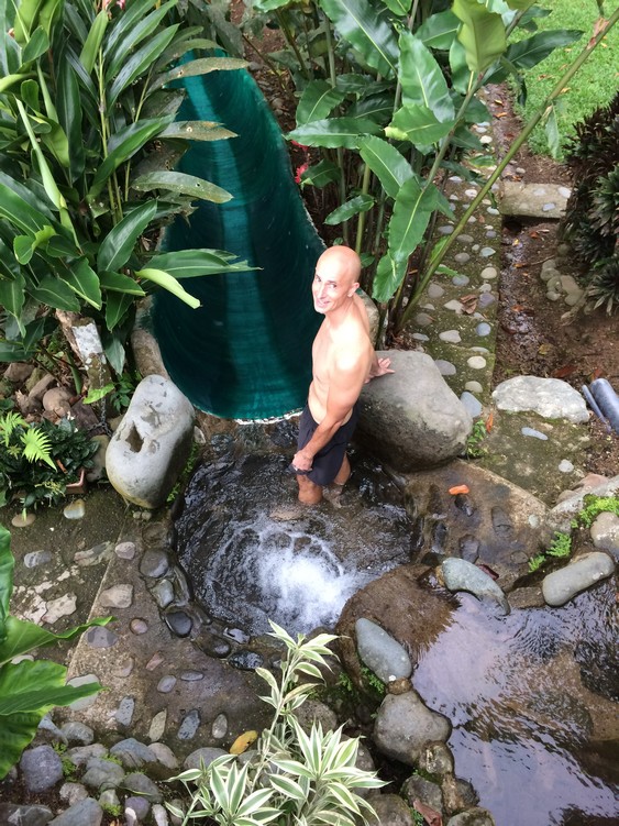 The waterfall was built where a rockslide once took place. The lodge is eco-friendly, as are most of Costa Rica, and blends in nicely with its rain forest surroundings.