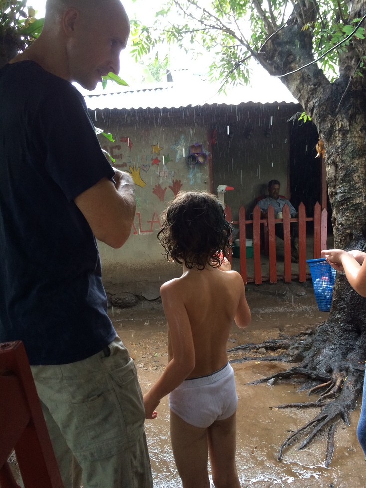 Tag isn't a fan of wearing wet clothes. This was the only day he'd worn underwear in 5 months. We warned him that he would want to keep his privates more closely guarded to keep out the little bugs. (There were uncomfortable bug biting incidents in Guatemala and he started wearing underwear again. The underwear were long forgotten when we moved to Costa Rica.)