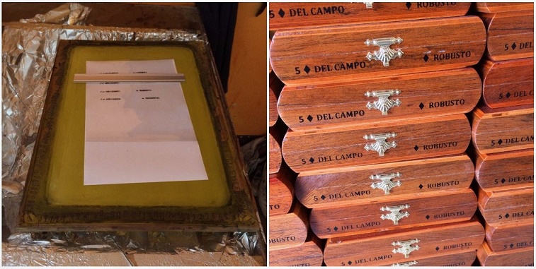 Words, pictures or symbols are printed onto the boxes using a silk screen process.