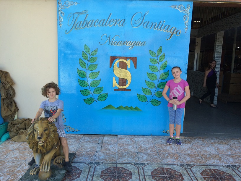 Ela and Tag in front of Tabacalera Santiago, one of over 100 cigar factories in Esteli. Most cigar factories are owned by Cuban families. 