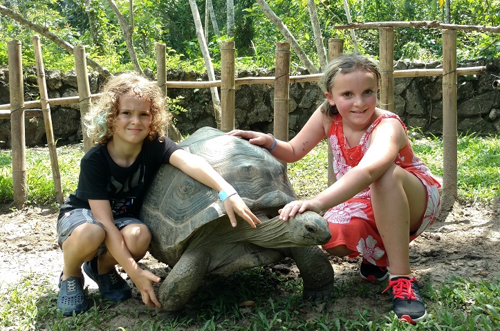 Ela loved the tortoise. Tag humored us by posing for a pic.