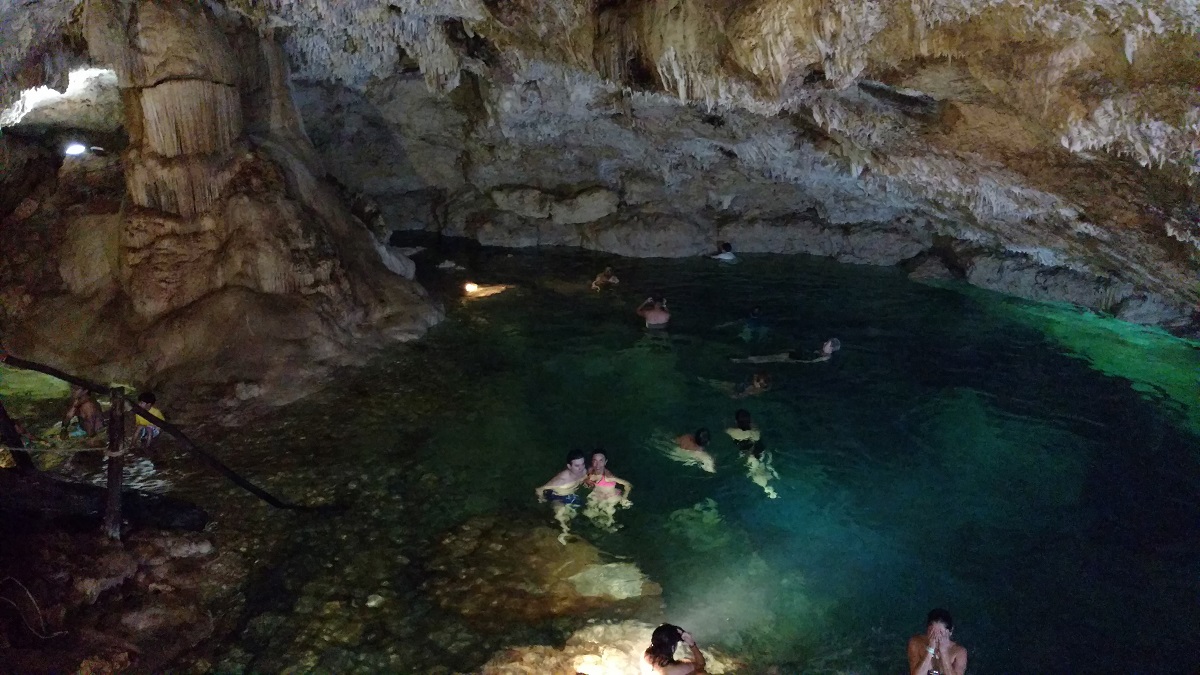 The inside of the cenote at Hacienda Sotuta de Peon