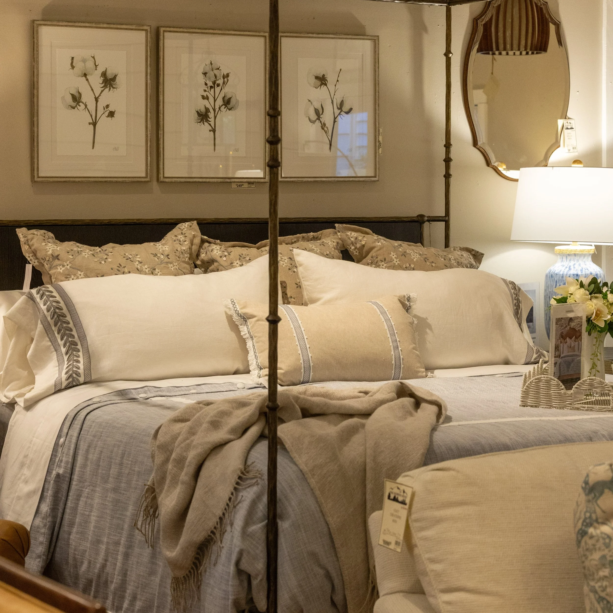 A timeless retreat in soft, layered neutrals. 🤍

From the delicate botanical details to the relaxed linens and classic four-poster bed, every element comes together to create a space that feels warm, elegant, and effortlessly inviting.

#shoplocal #