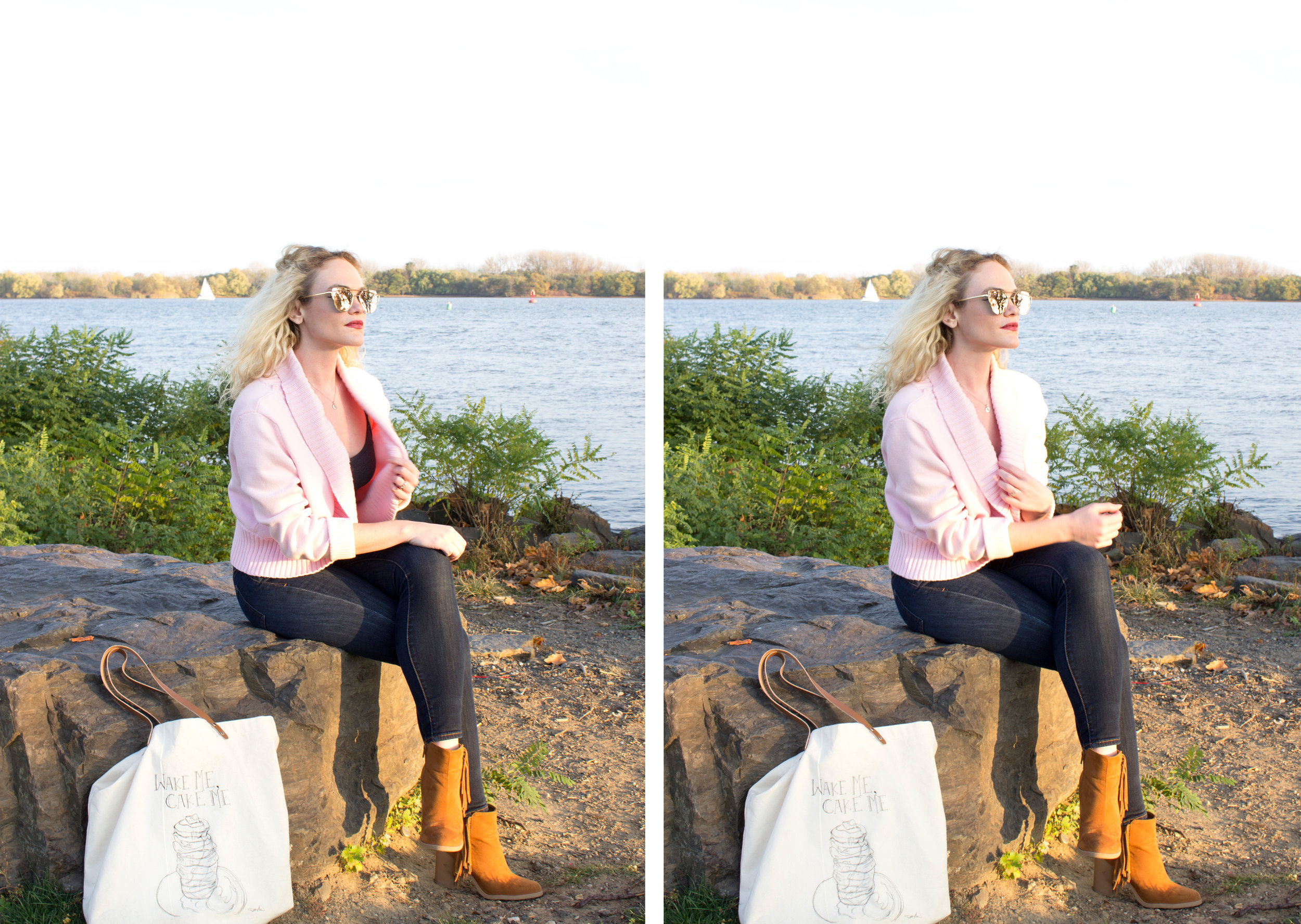 top | sweater | bottoms | booties | tote | sunglasses