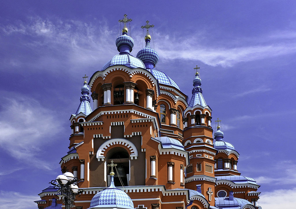 Our Lady of Kazan Church, courtesy of Hons084 , CC-BY-SA-4.0. Irkutsk was far too grey for any of my pictures to look this good.
