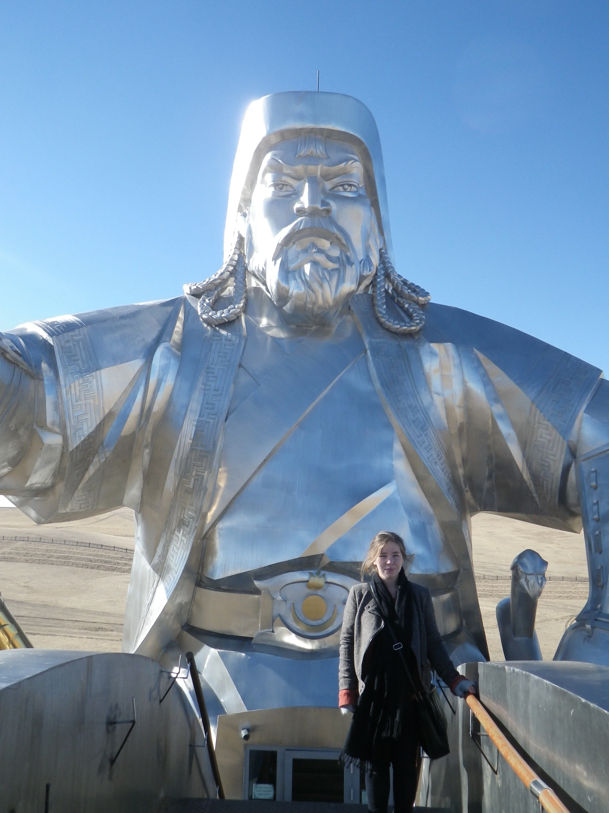 Budget travel in Mongolia. Backpacking Mongolia. Road trip in Mongolia. Chinggis Khan Statue in Mongolia.