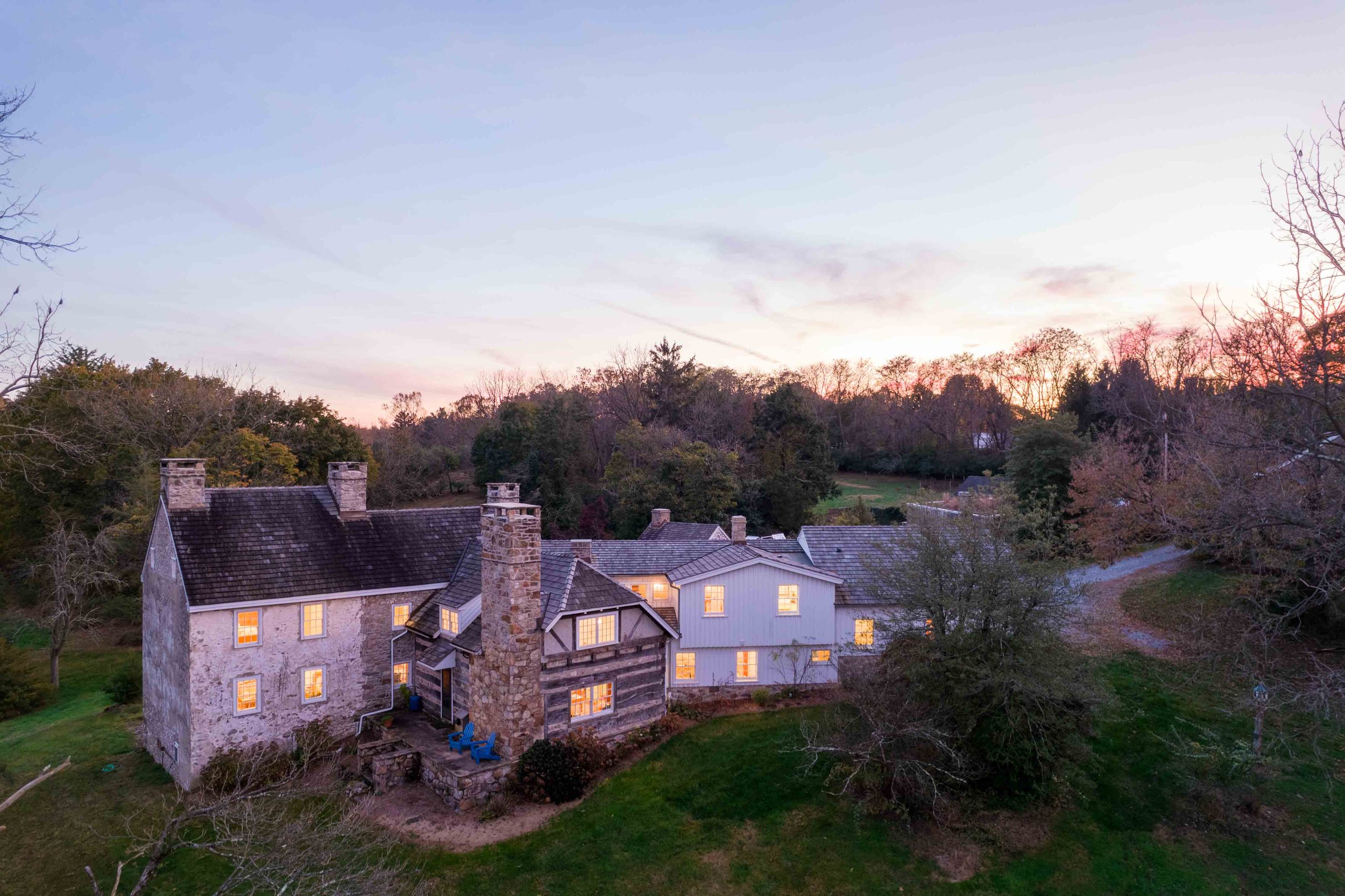  Elements of the main home were initially built from field stone found on the property. The new owners continued this tradition, unearthing local stones. They were then checked for quality by the stone mason and added to the base of the house, hallwa