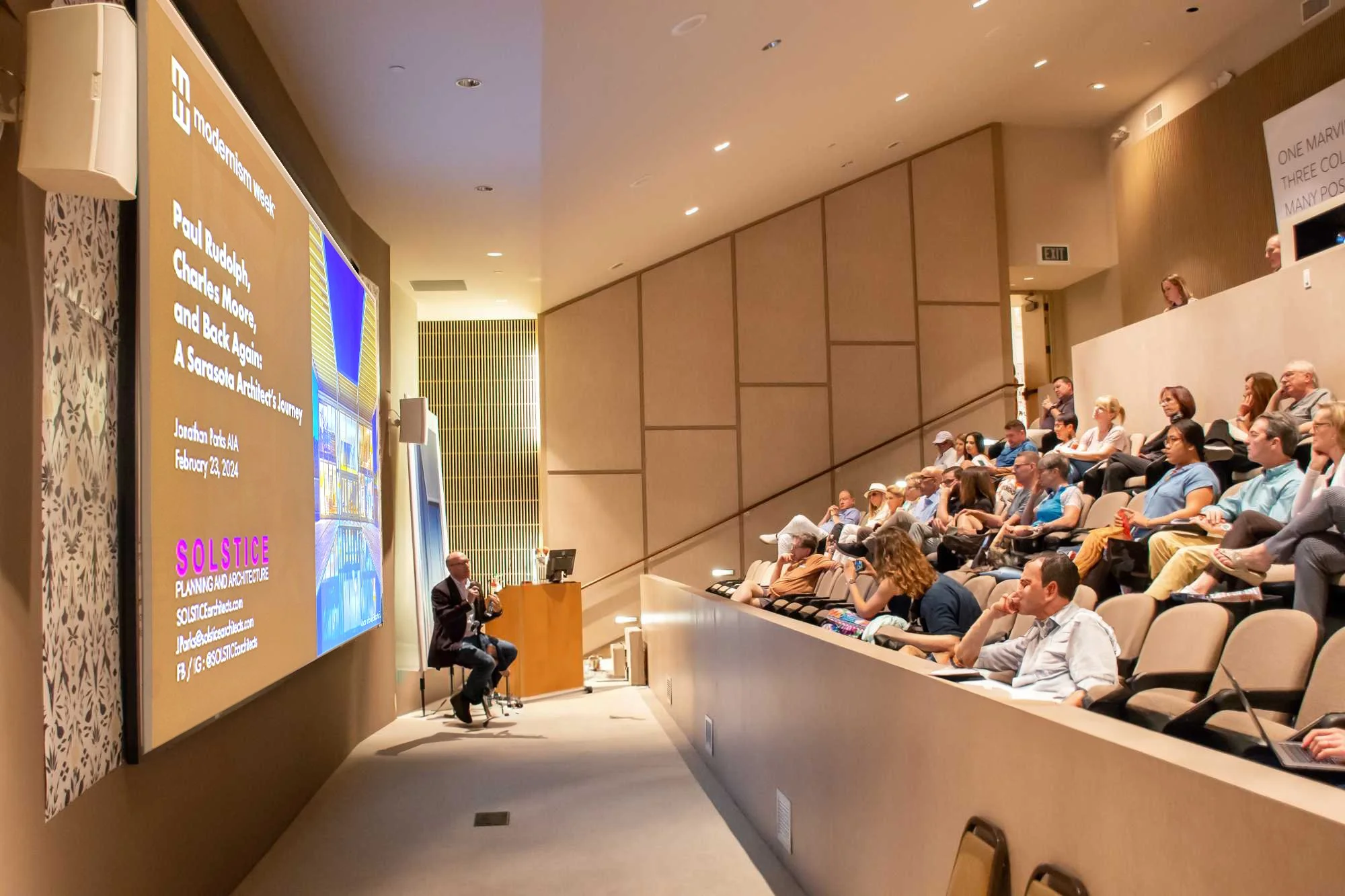  Modernism Week Palm Springs   Jonathan presented “Paul Rudolph, Charles Moore, and Back Again: A Sarasota Architect’s Journey” at the nation’s preeminent festival for midcentury modern architecture.  