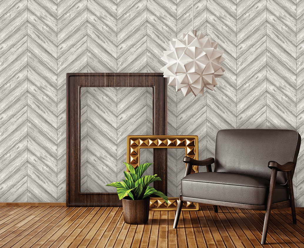 Tempaper - Herringbone in Ash $125/double roll