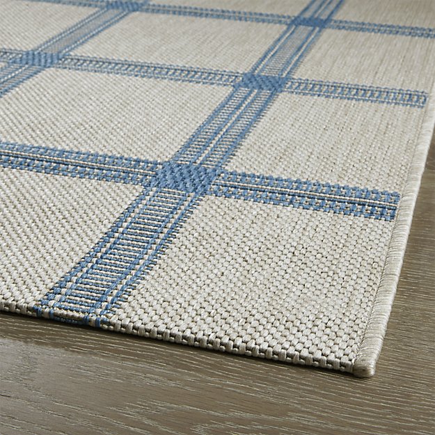 Crate & Barrel - Koen Grid Sky Blue Indoor-Outdoor Rug $30-300