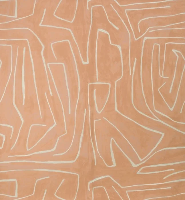 A pale version in an abstract wallcovering pattern. Kravet by Kelly Wearstler - Graffito in Salmon/Cream $570/2 roll set