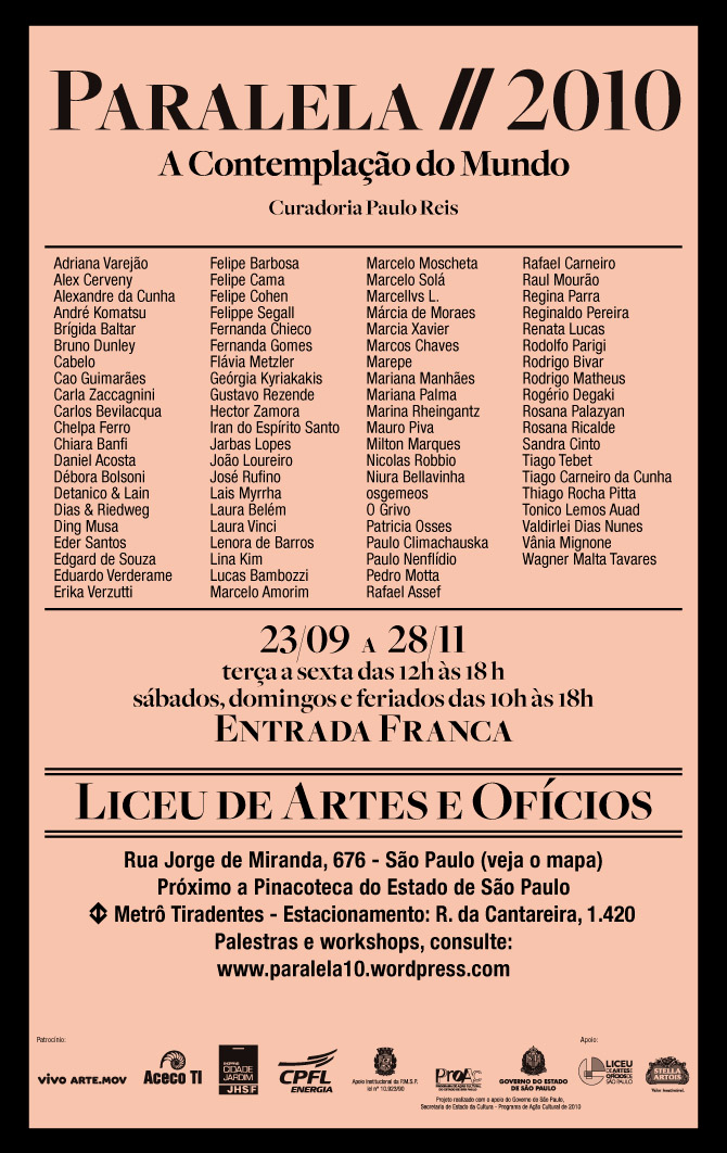 Paralela 2010 group show in São Paulo. September 2010. Curatorship by Paulo Reis.
