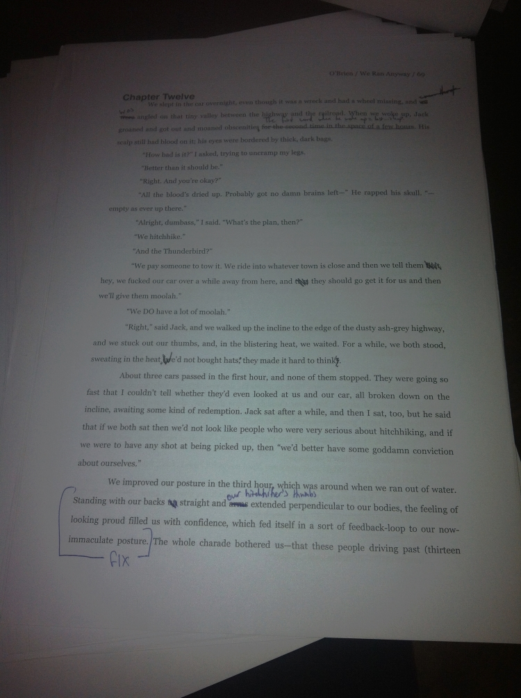 A page with a modest/small number of edits on it. And this is the fourth draft.