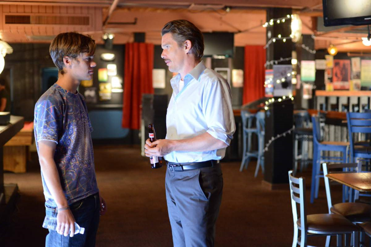 Ethan Hawke plays the alternate-world fogie version of Jesse from the Before films.