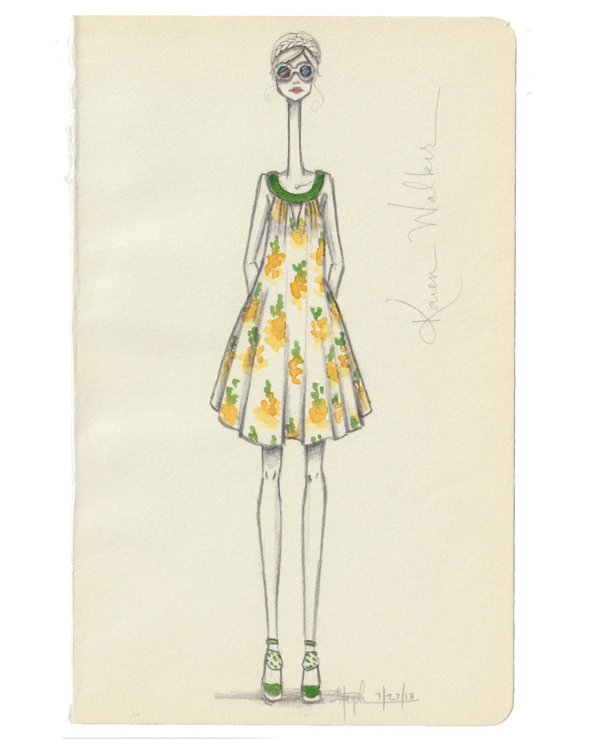 stephanie-j-schiller-fashion-art-pencil-watercolor-green-yellow-floral-print-dress-web.jpg