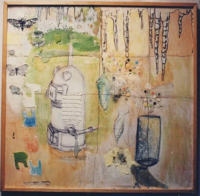   Chill , 2003-2004, mixed media on masonite, 24" x 24"&nbsp; 