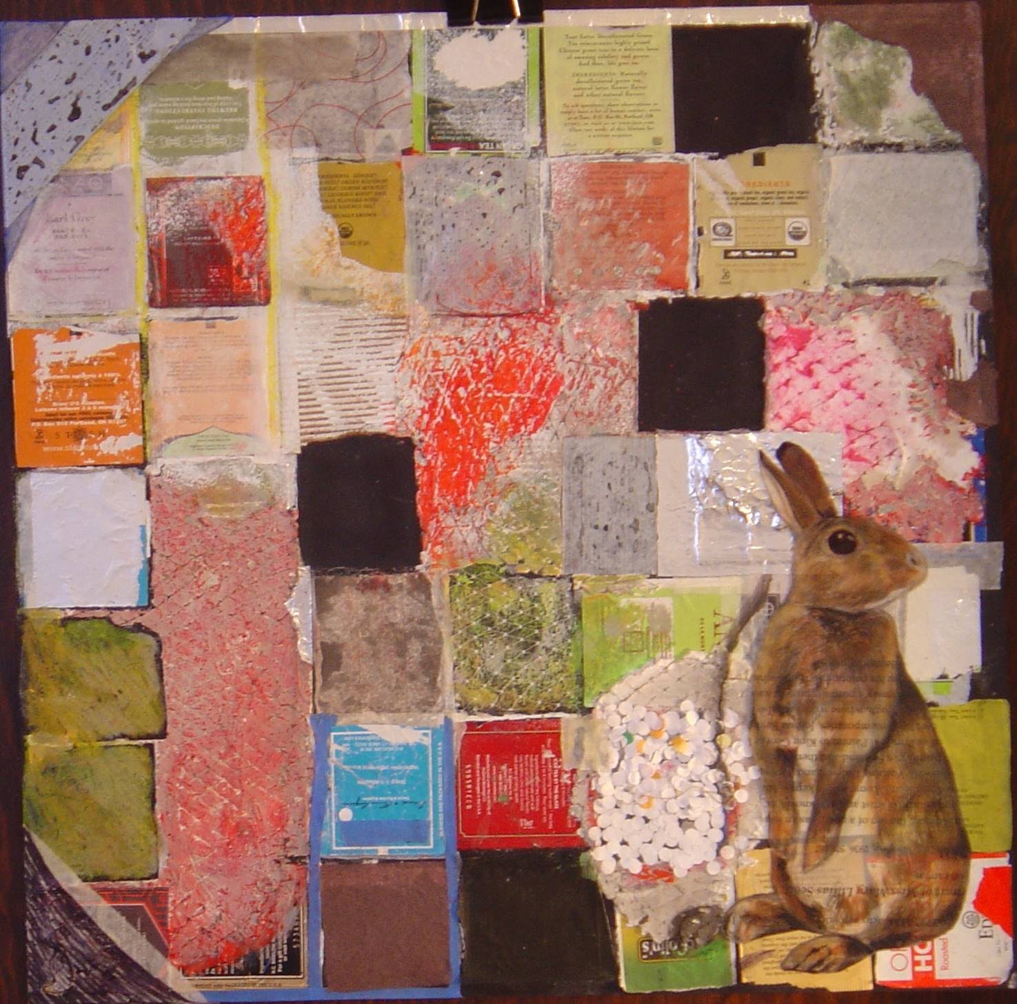   Harried , 2009, mixed media on mat board, 20" x 20" 