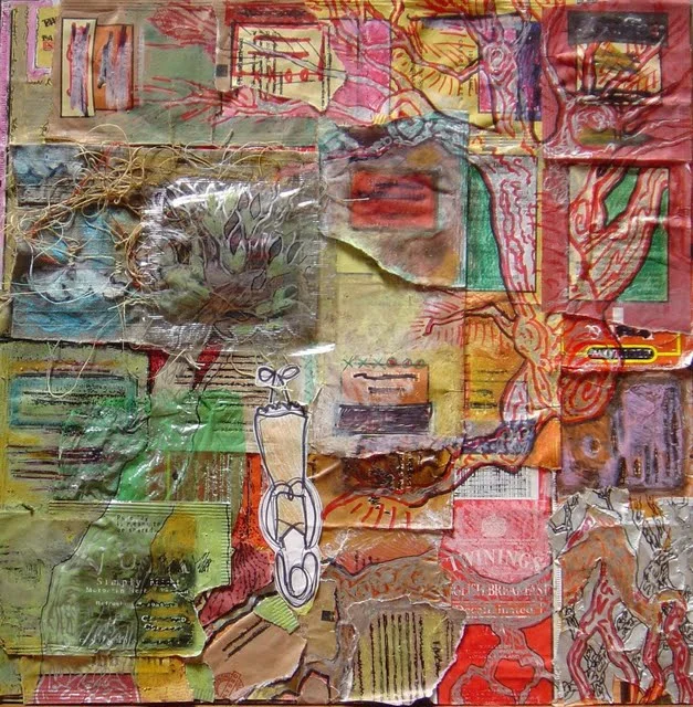   Nature's story , 2005, mixed media on masonite, 12" x 12" (sold) 