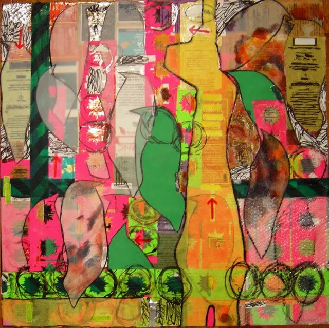   Jellyphytes , 2007-2008, mixed media on mat board, 20" x 20" 