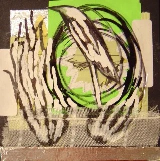   prep xxix , 2007-2008, mixed media on mat board, 3" x 3" 