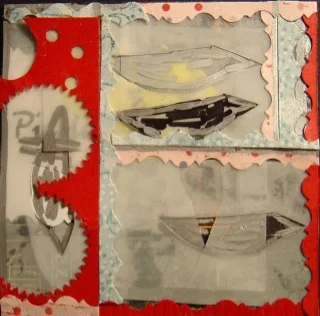   prep xxiii , 2007-2008, mixed media on mat board, 3" x 3" 