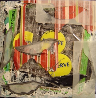   prep xxii , 2007-2008, mixed media on mat board, 3" x 3" 