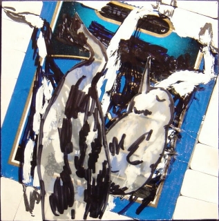   prep xxi , 2007-2008, mixed media on mat board, 3" x 3" 