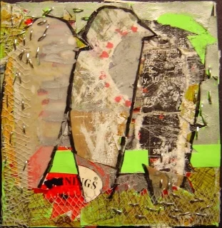   prep xix , 2007-2008, mixed media on mat board, 3" x 3" 