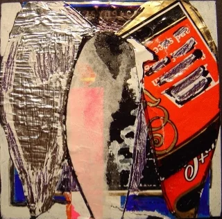   prep xvi , 2007-2008, mixed media on mat board, 3" x 3" 