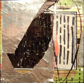   prep xiv , 2007-2008, mixed media on mat board, 3" x 3" 