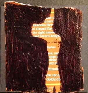   prep I , 2007-2008, mixed media on mat board, 3" x 3" 