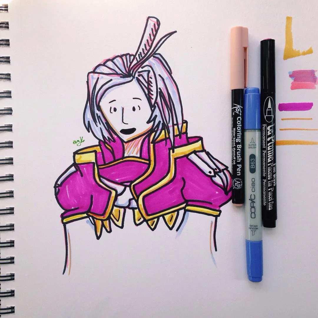 playing with my new (and old) @artsnacks markers #art #artsnacks #copic #leplume #koi #ink #kuja #finalfantasy