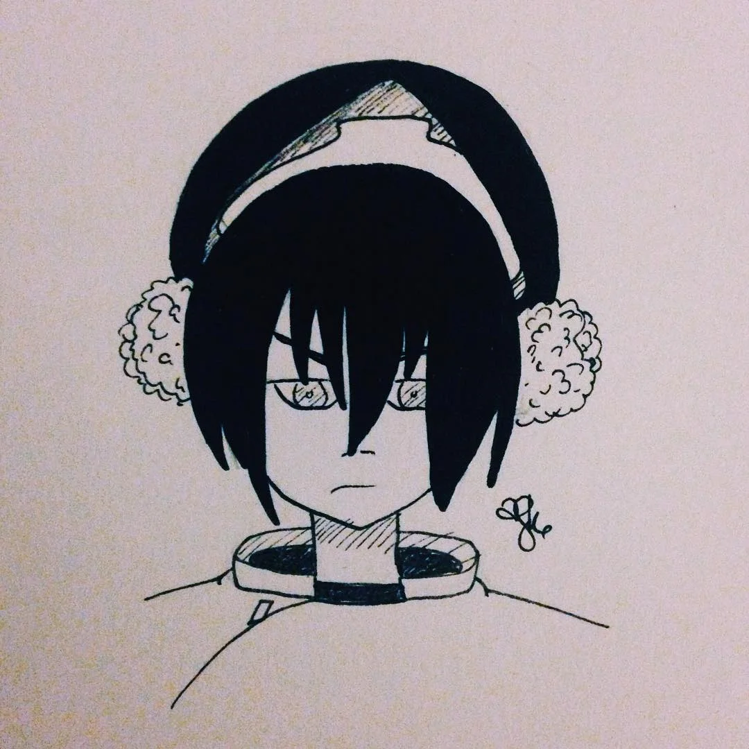 little sketch of #toph to mark watching the last episode of #avatar! 🔥💧🌪🌏 #drawing #art #ink #micron #earthbending #timetoreadsomefanfiction