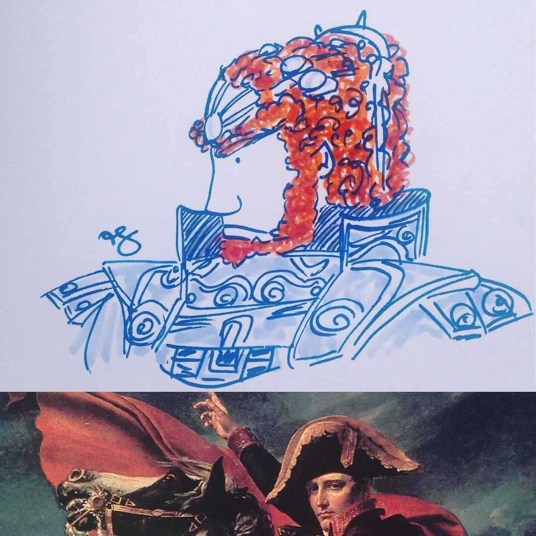 while the oil on kuja dries, starting my studies for next project - #ganon as #napoleon 🎮🎨🖌🖋#nintendo #zelda #ganon #art #sketch #paintpen #artsnacks