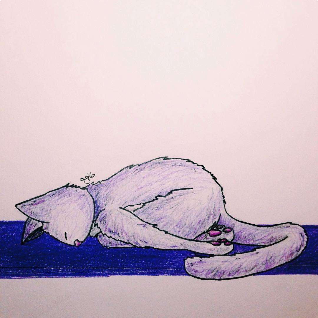yoga cat II - child&rsquo;s pose 🐱🖋🎨#sketch #drawing #coloredpencil #art #cats #yoga #warmup