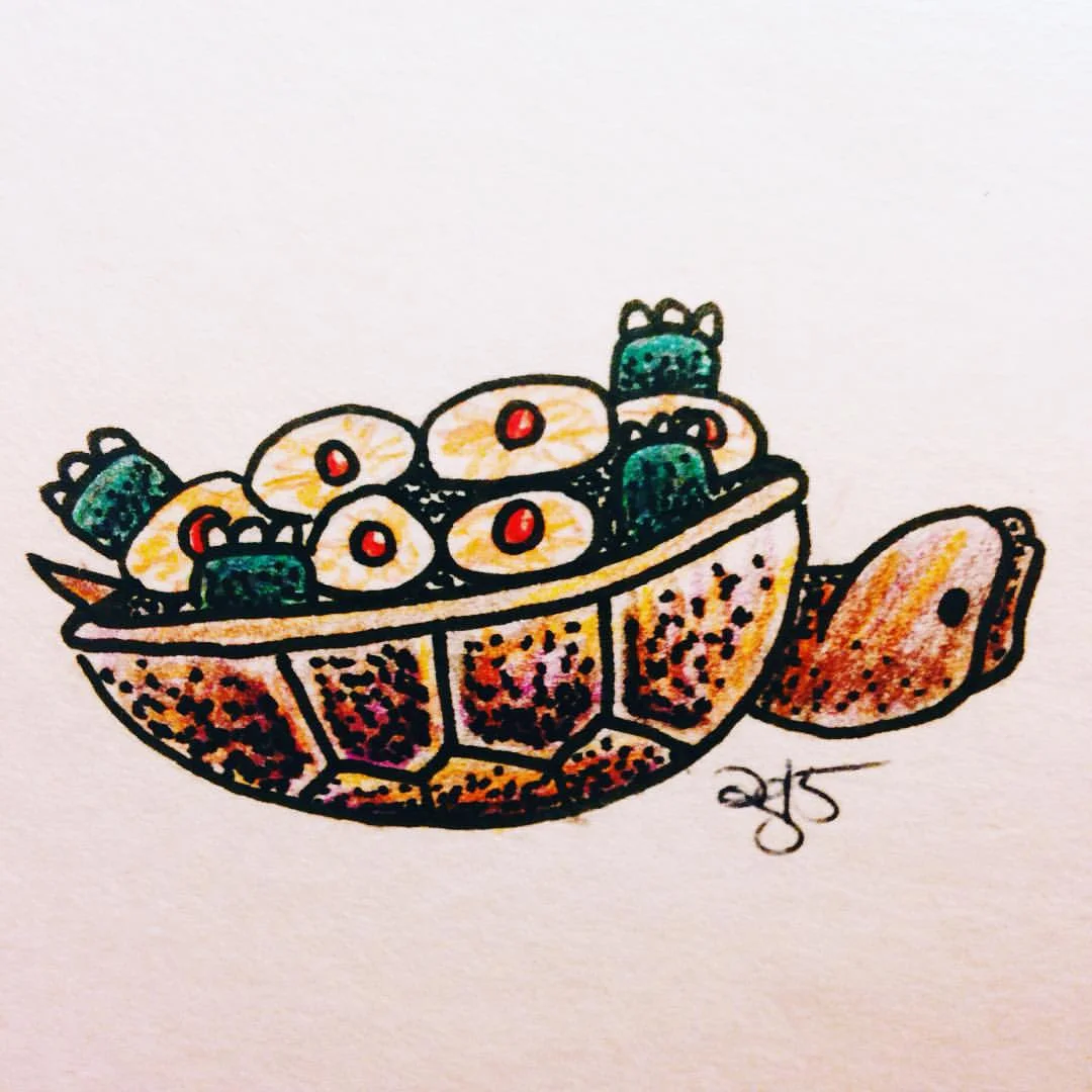 upemba mud turtle upside down cake (trust me it is a thing) #inktober #🖋 #🐢 #🍰