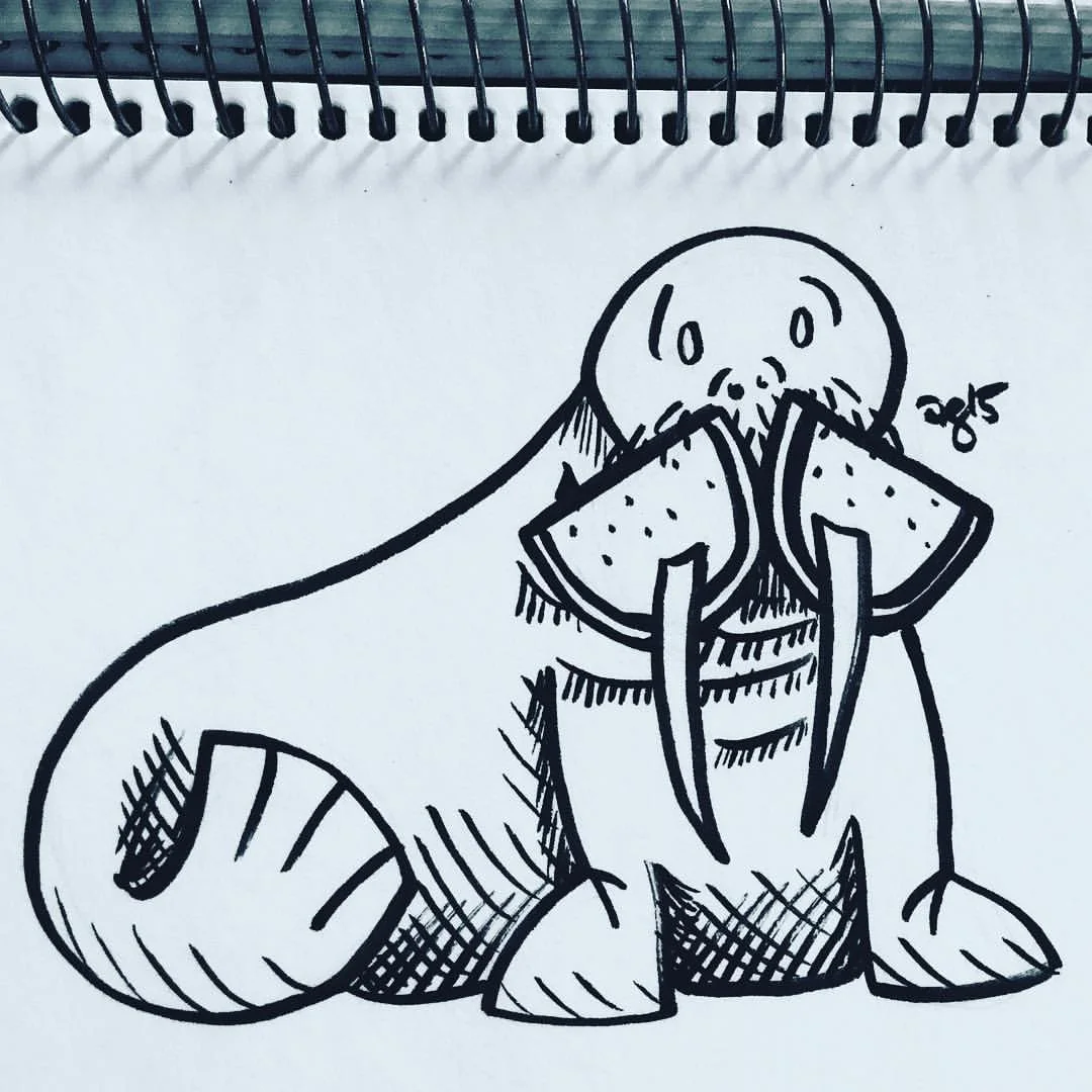 Watermelon Walrus #inktober #✒️