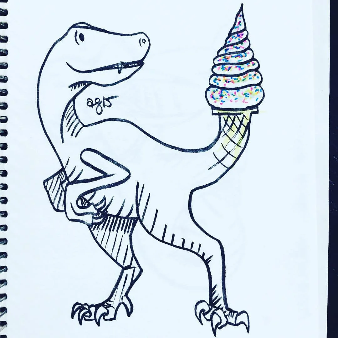 Vanilla Velociraptor (with sprinkles) #inktober #✒️ #🐲 #🍦