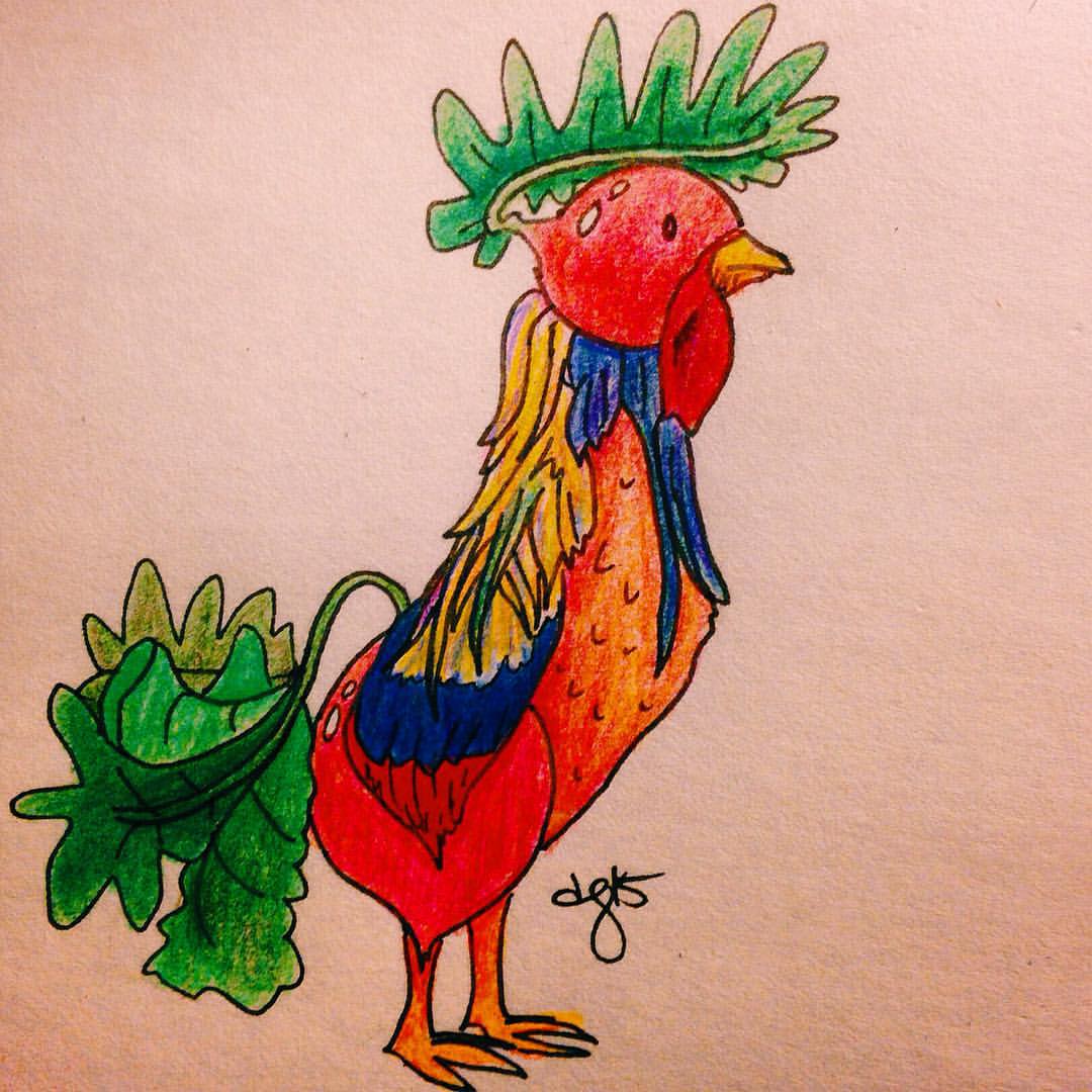 Radish Rooster #inktober #✒️