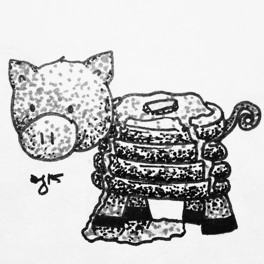 Pancake Pig (steppin in his own syrup, ick) #inktober  #✒️ #🐷