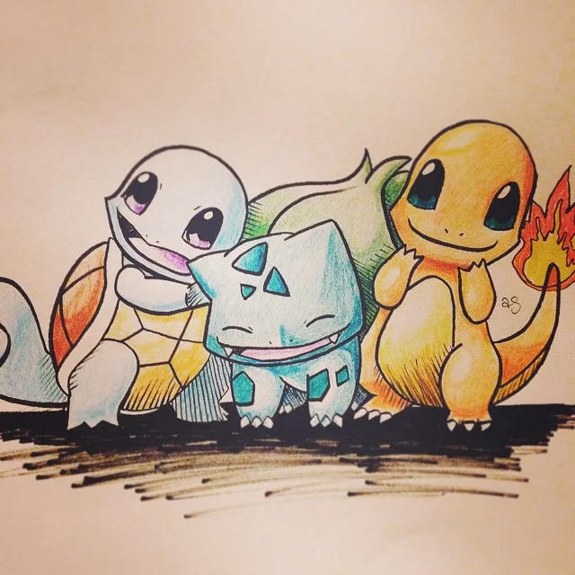 Starter buddies for @spanishkyle @brakglass &amp; @kmikrot ☺️#pokemon #inktober #nintendo #vscocam
