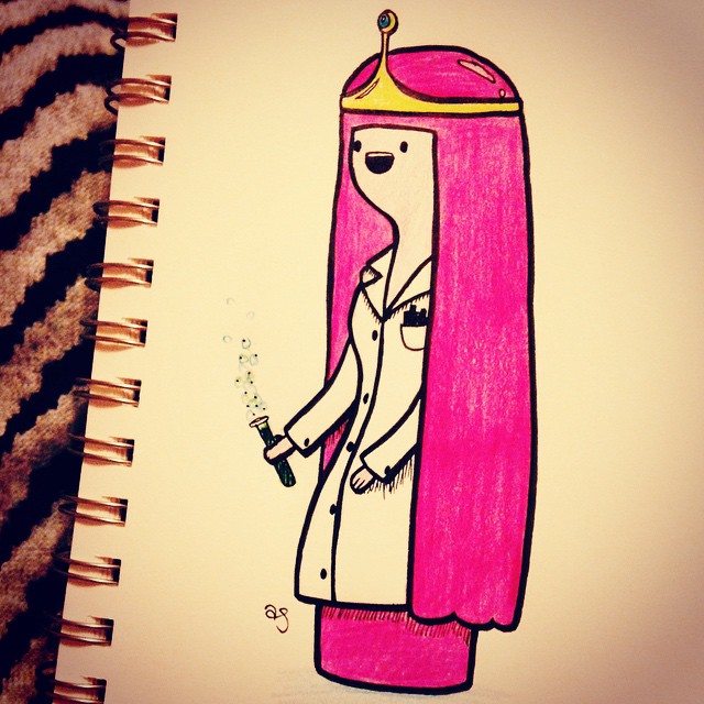 Here is Princess Bubblegum from Adventure Time. She is a little too pink but I&rsquo;m so tired I can&rsquo;t mess with the color anymore. #RTExtraLifeproblems #inktober #vscocam