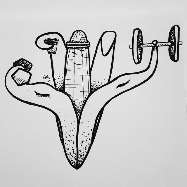 I&rsquo;ve only slept a few hours this past couple days so here is something I invented called a bro-nana for #inktober. I&rsquo;ve been reading about genetically modified food for class and this is what they are talking about, right? #artsnacks #vs…