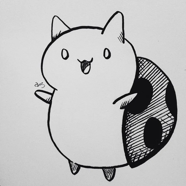 Basic #catbug for #inktober because it is almost midnight (eek) #artsnacks #vscocam