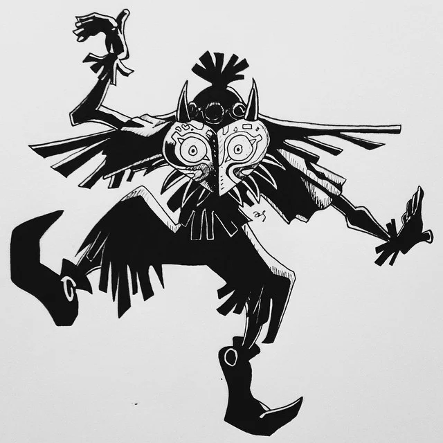 Skull Kid from Majora&rsquo;s Mask for @spanishkyle and #inktober #zelda #nintendo #artsnacks #vscocam