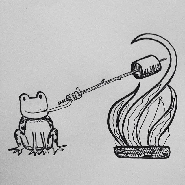 Makin&rsquo; s'mores. #frog #inktober #smores #autumn #vscocam